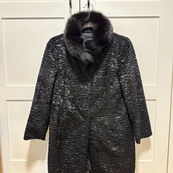 Max Mara Black Fur Collar Coat - Picture 1 of 5